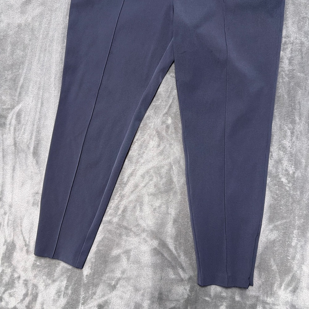 St. John Tapered Leg Ankle Pants Womens 10 Blue Elastic Waist Side Zip Hem Slit - Picture 7 of 11